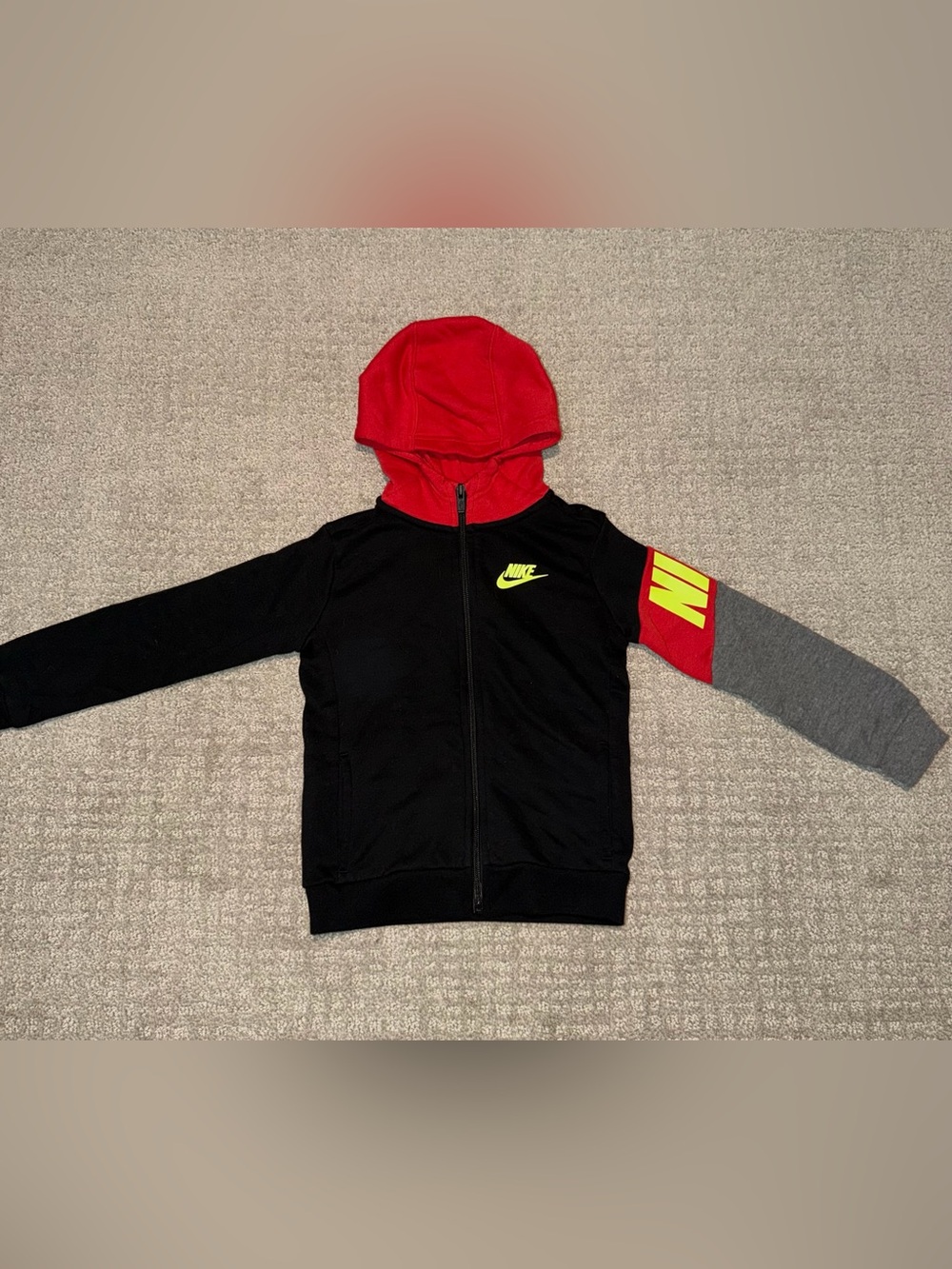 Nike Kids Black Red Gray Full Zip Hoodie Sweatshirt Jacket Size 4T